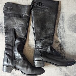 Black Leather Knee-High Boots